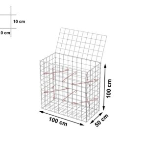 Габион 100×100×50 см – мрежа 10×10 см, заварен габион от поцинкована тел