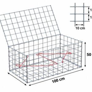Габион 100×50×50 см – мрежа 10×10 см, заварен габион от поцинкована тел
