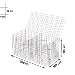 Габион 200×100×100 см – мрежа 10×10 см, заварен габион от поцинкована тел